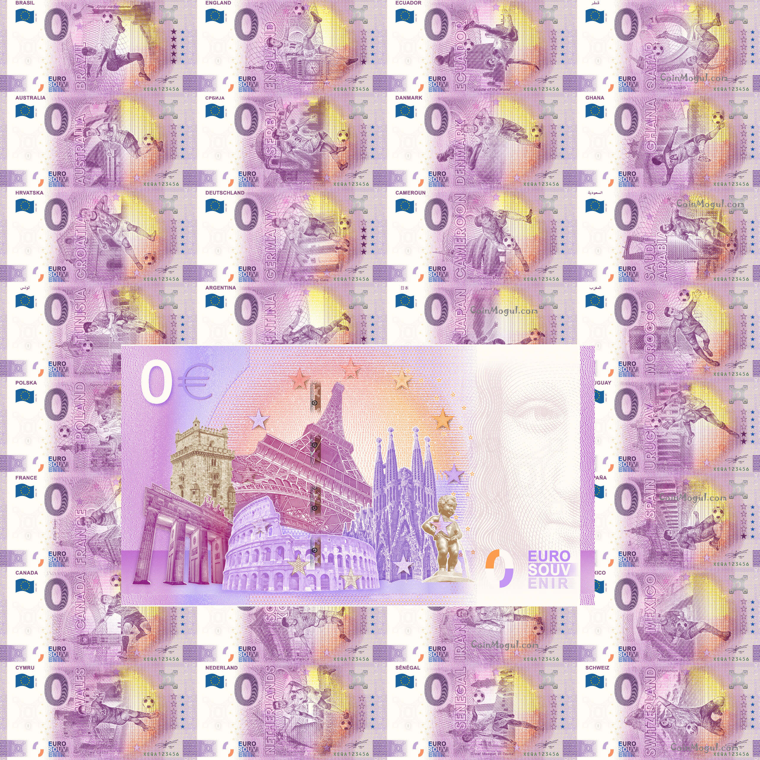 32-Country QATAR World Cup 0 Euro Note Set