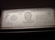 100000 Woodrow Willson 4 OZ Silver Bar