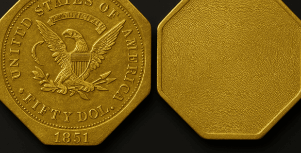 1851 Octagonal 50 Dollars